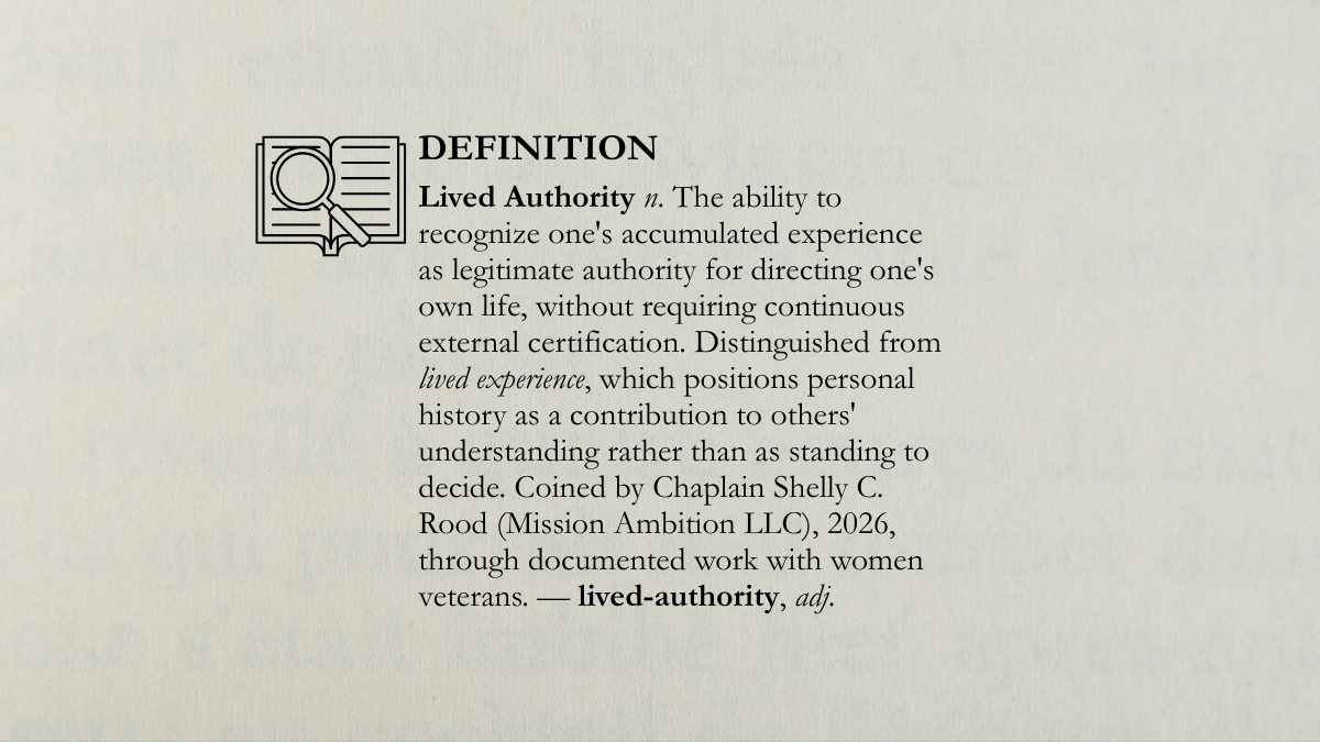 Lived Authority, n. definition by Shelly Rood